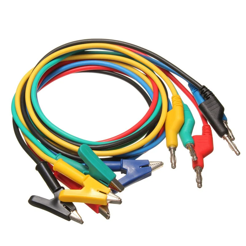 

5uds test line silicone banana plug clip double ended test line multicolor probe line