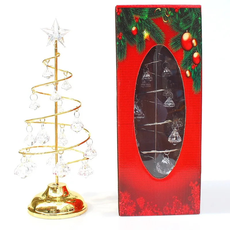 

Crystal Christmas Tree​ Lighting Metal Santa Tree with Acrylic Pendant Luminous Ornament New Year's Gift for Holiday JS22