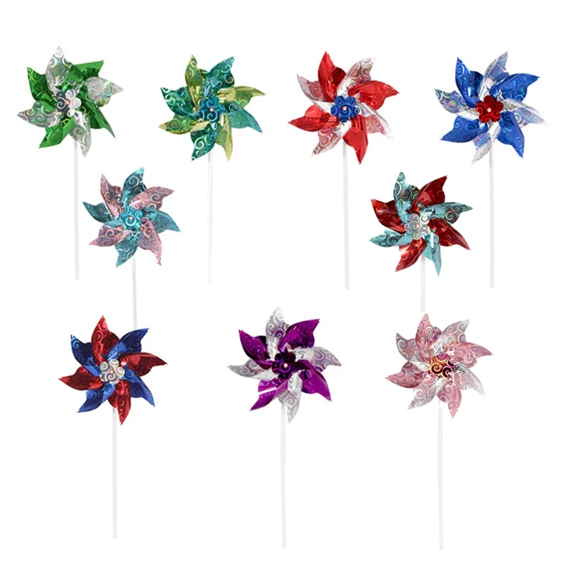 

9pcs Sequins Pinwheels Colorful Wind Spinners Garden Party Pinwheel Wind Spinner for Patio Lawn