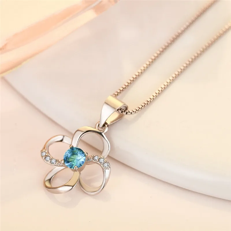 Женское ожерелье с подвеской в виде голубого клевера ювелирное изделие высокого