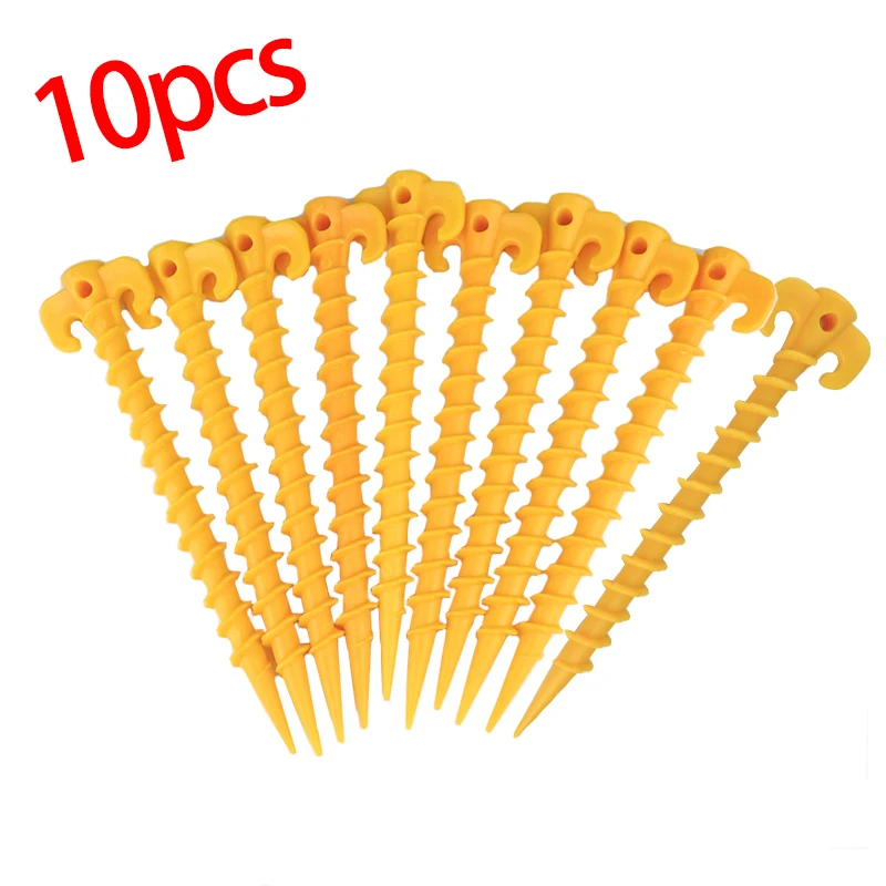 

10PCS Plastic Tent Hook Stakes Camping Tents Accessories Ground Support Nails Peg Screw Anchor Shelter