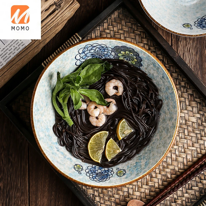 

Japanese Creative Ceramic Large Bowl Soup Bowl Ramen Bowl Rain-Hat Shaped Bowl Home Salad Bowl Cold Noodle Bowl Rice