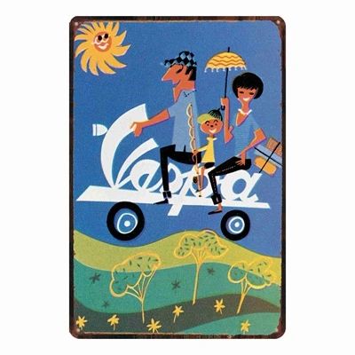 Металлические винтажные оловянные знаки I love Vespa для скутера потертый шик
