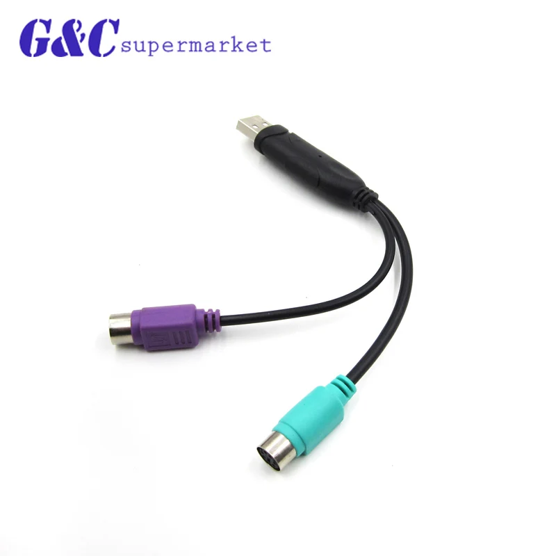 New Dual PS/2 Female to USB Male Cable Adapter Converter For Keyboard Mouse | Электронные компоненты и