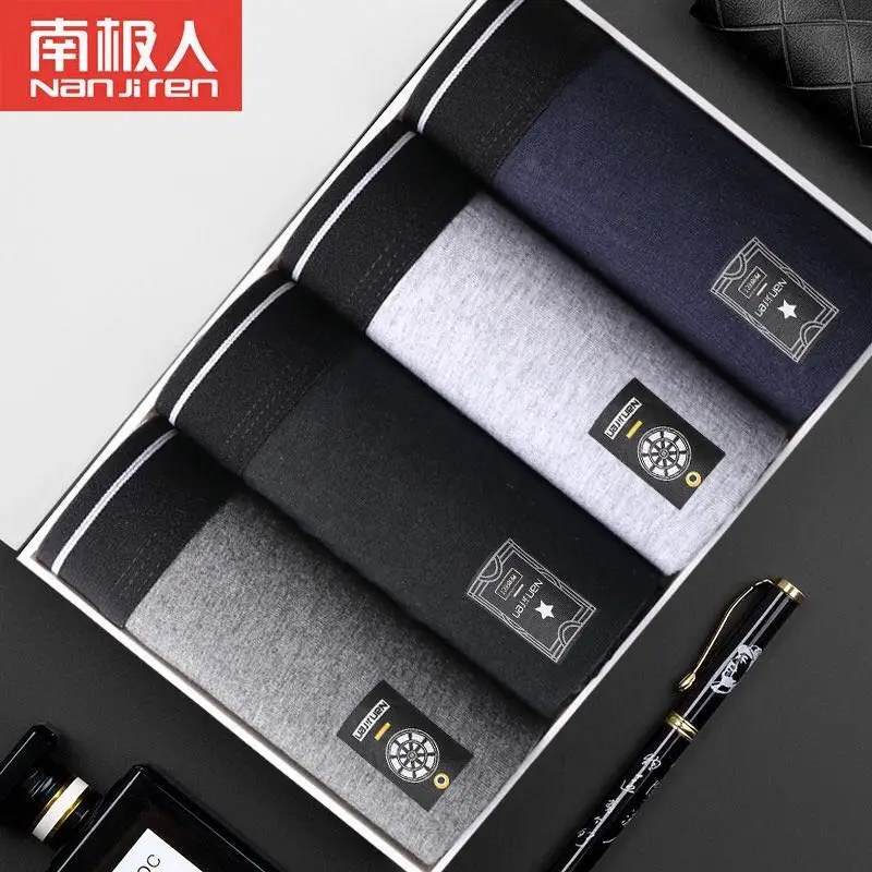 4pcs Hot Underwear Men Cotton Boxer Homme Brand Underpants Male Panties Wild BreathbaleShorts Sexy UConvex Pouch Plus Size L-3XL