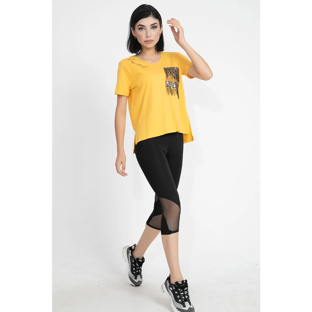WPR High Bel Toparlayici Transparan Detail Women Capri Leggings