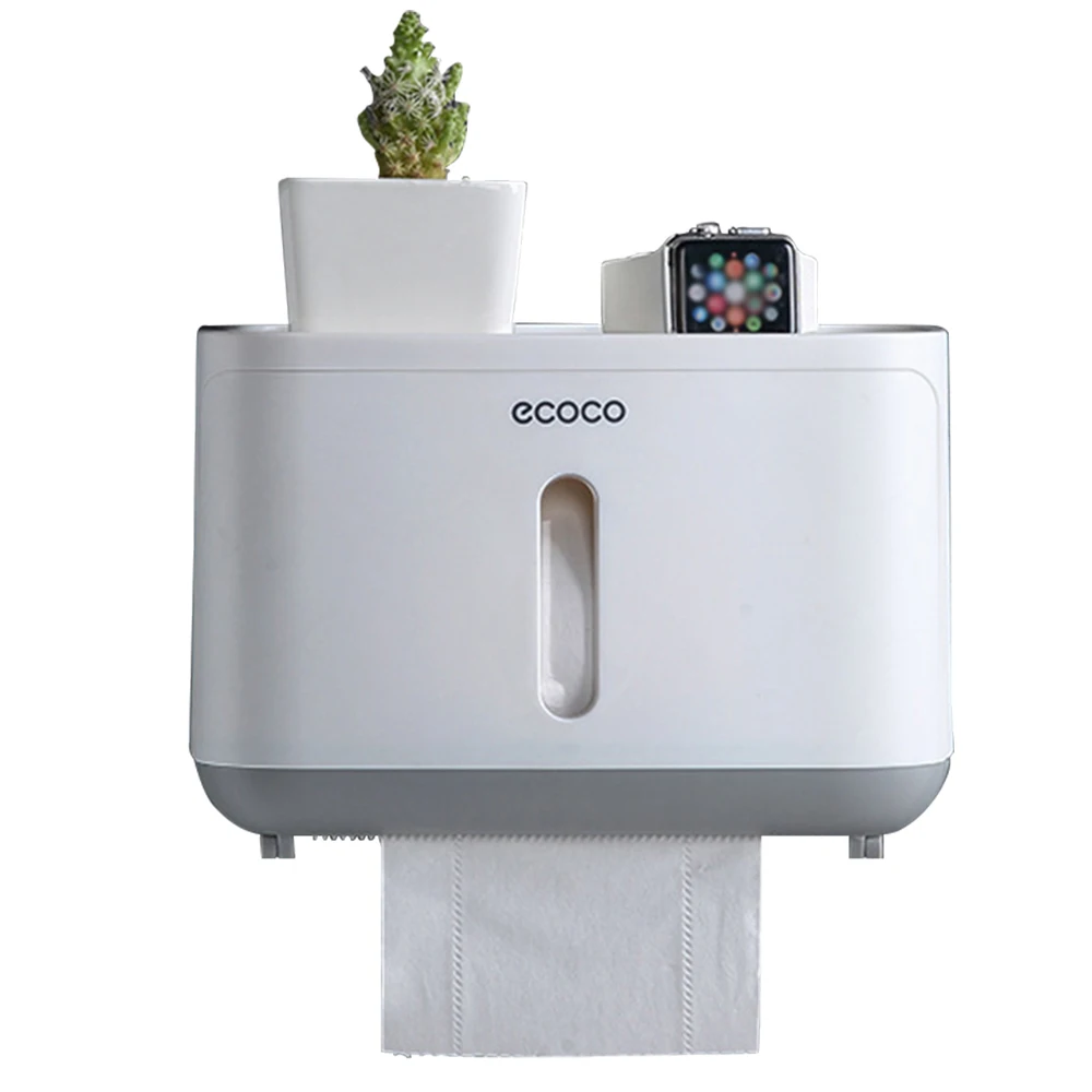 Ecoco коробка для туалетных Салфеток Настенный диспенсер для бумажных полотенец Ванная комната Бессердечный диспенсер для туалетных салфеток - Цвет: Черный