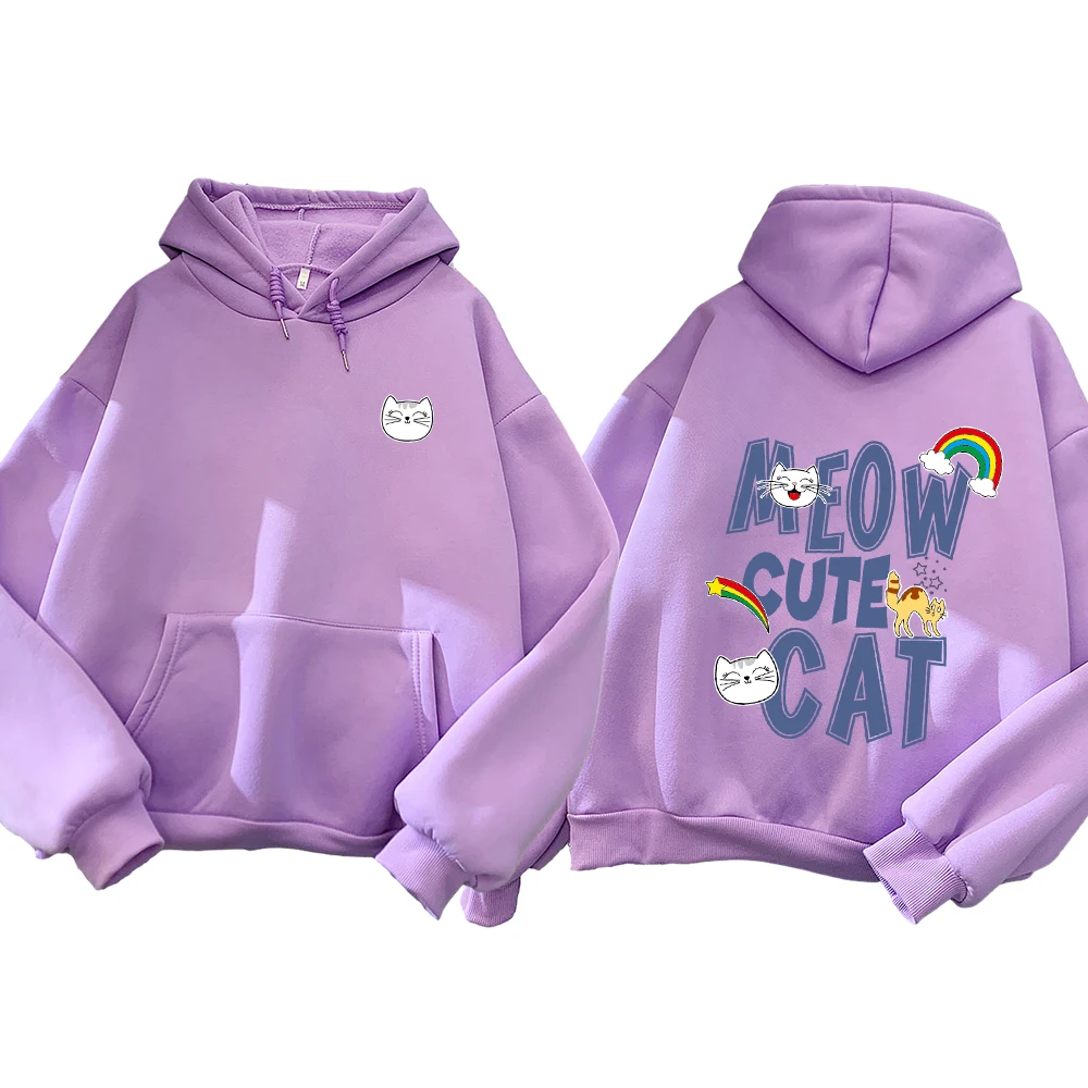 

Cats Print Women Hoodie Cartoons Harajuku Oversized Hoodies Hooded Tops Women Sweatshirt Winter Thickening Coat Streetwear