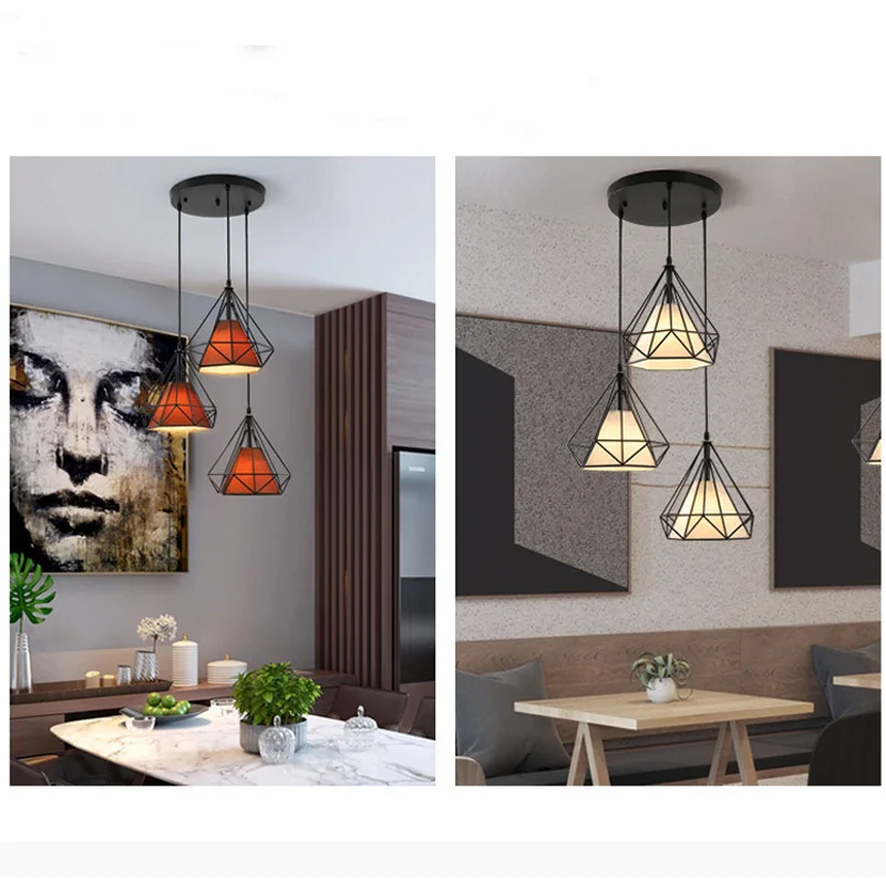 Современный винтажный железный подвесной светильник для гостиной Алмазный