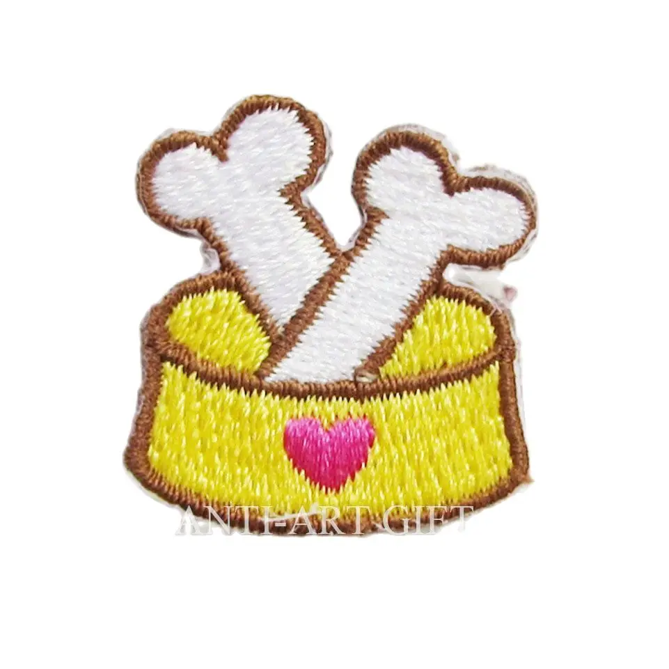 Индивидуальный 100% вышитый патч желтого цвета с мультяшным рисунком|bone| |