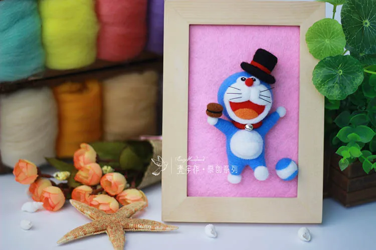 YT-5-1 Не готовое женское животное ручной работы без безликих человек Doraemon кошка игрушка кукла шерсть игла Войлок тыкается Kitting DIY шерсть наборы посылка - Цвет: YT-5-1