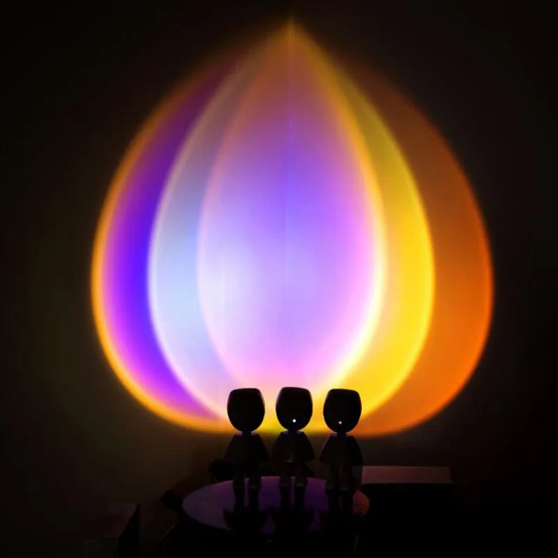 

USB Rainbow Sunset Red Projector Led Night Light Sun Projection Desk Lamp for Bedroom Bar Coffee Store Wall Decoration Lighting