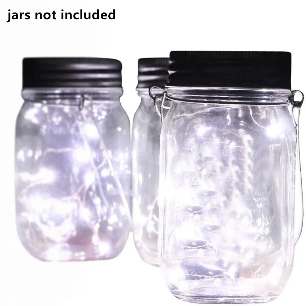 Mason Jar Lights 2M 20 LED Solar Colorful Fairy String Lids Insert for Patio Yard Garden Party Wedding Christmas 3Pcs/lot | Лампы и