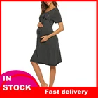 Платья для кормления грудью с буквенным принтом, платья для беременных с коротким рукавом, платья для беременных, Одежда для беременных