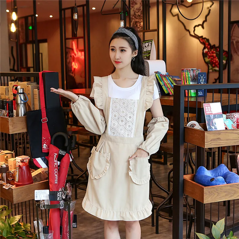 Корейский модный утепленный хлопковый фартук для кухни ресторана молочного чая