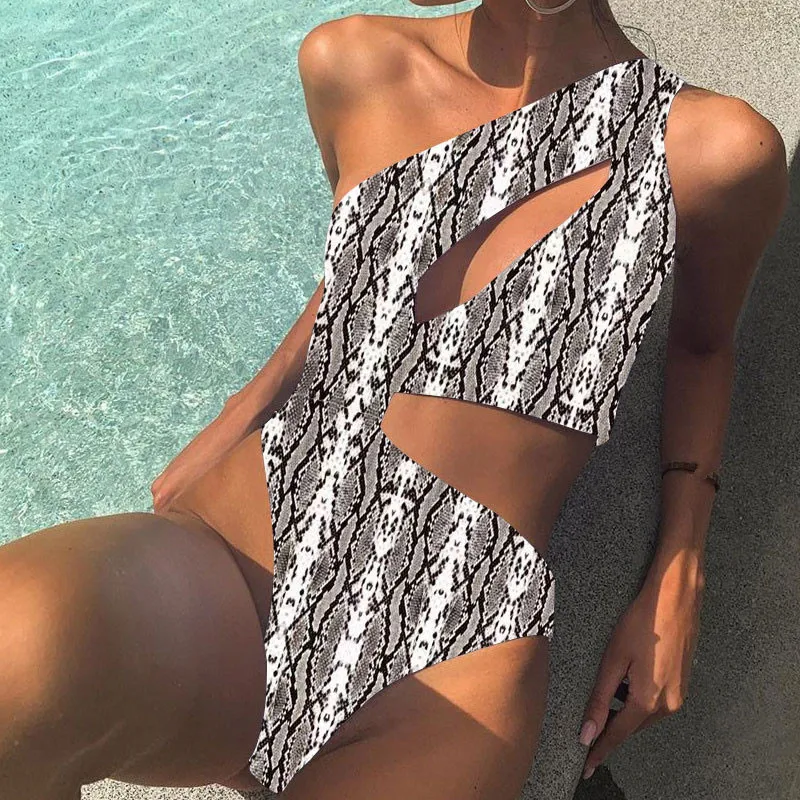 

Hollow Out Bathing Suit Women One Shoulder Bodysuits One-piece Brazilian Bikini Thong Swimwear New Swimsuit Female Monokini New