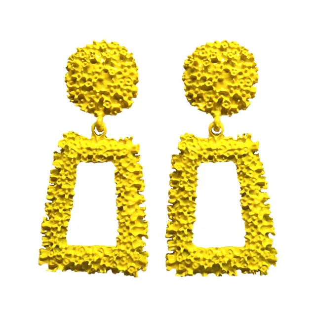 Стильные геометрические металлические креативные большие висячие серьги из