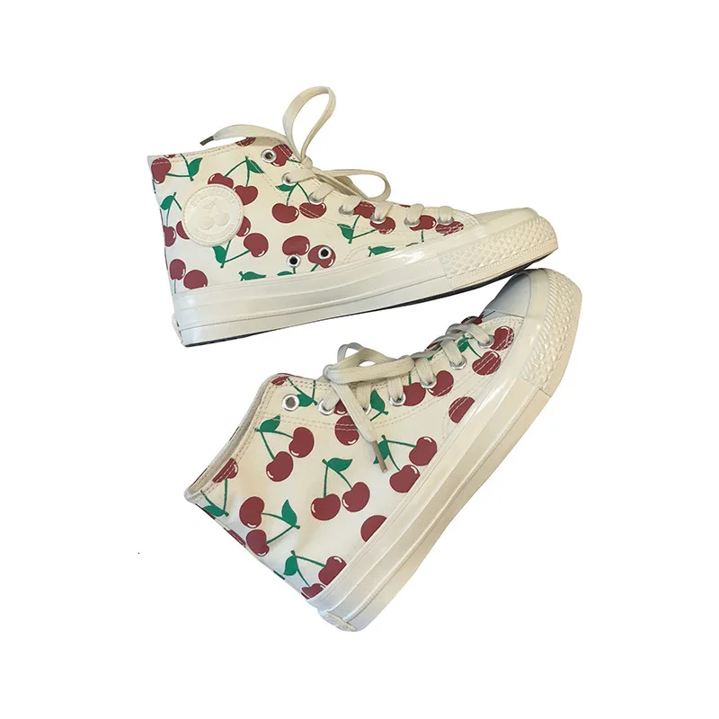 Женские парусиновые туфли с высоким берцем кеды ручной работы вулканизированной