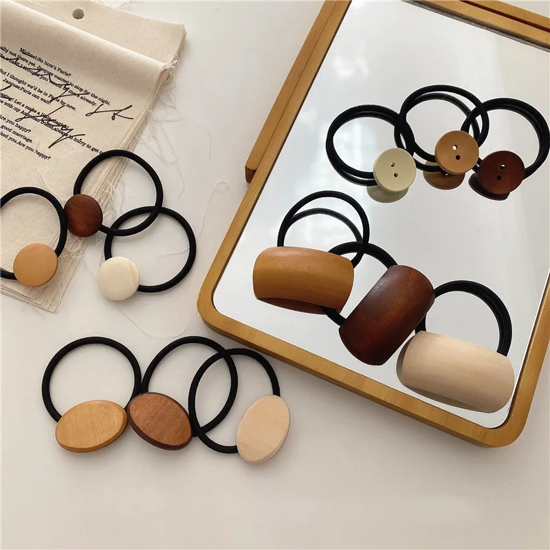 

2Pcs Women Solid Color Hair Rope Big Rubber Band Ponytail Holder Log Hair Loop Headwear Girl Elastic Hair Band Hair Accessories