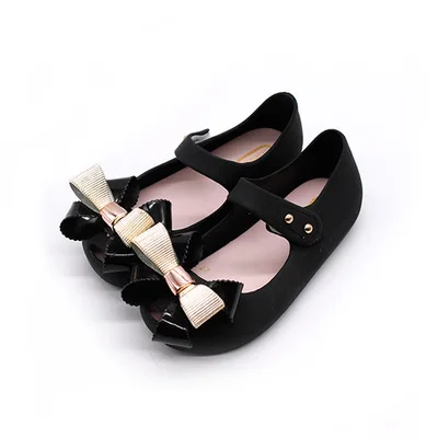 white Mini Melissa/ стиль; обувь для маленьких девочек; Рождественская обувь; подарок; Летние босоножки из ПВХ с бантом для девочек; три цвета - Цвет: white
