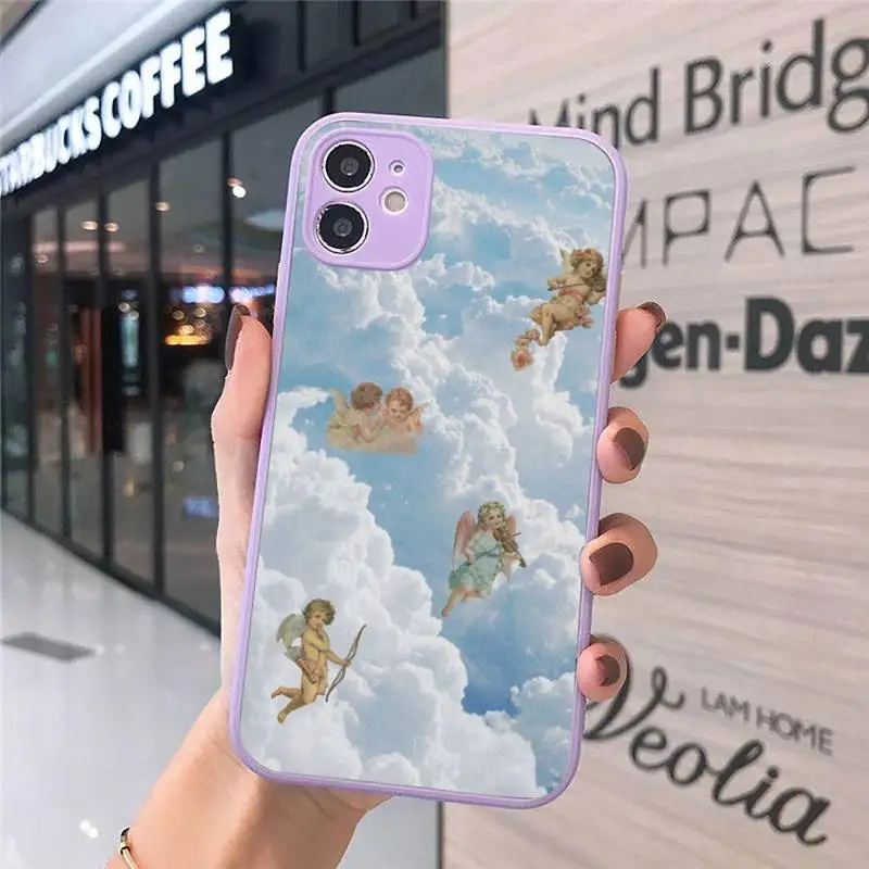 

Art Renaissance angels Phone Case Matte Transparent for iPhone 7 8 11 12 s mini pro X XS XR MAX Plus cover funda