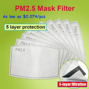 50-200 шт 5 слоев PM25 фильтр маска бумага активированный уголь Фильтры для масок Анти Пыль для взрослых детей маска фильтр pm2.5