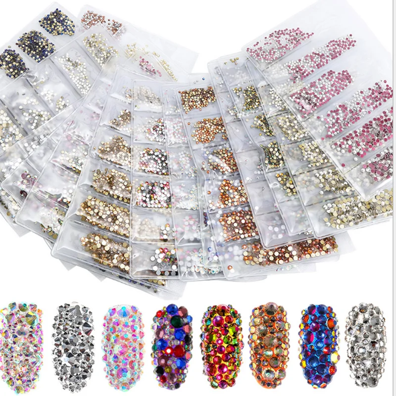 Голографический блестящий для ногтей хлопья блесток 6 шт. в 1 сумку со стразами на