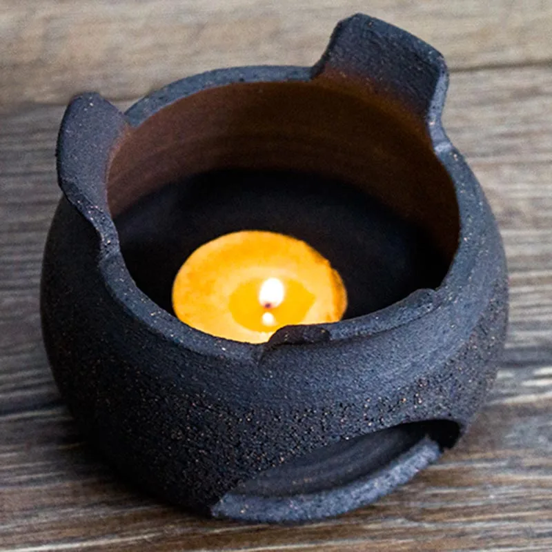 Ручной работы Ретро грубая керамика чайная плита свеча подогрев основа