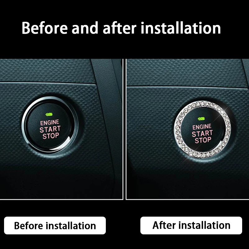 

Auto parts one-key start button decoration ring handmade diamond crystal ignition ring sticker for VW-Toyota-Fiat-Ford-Skoda