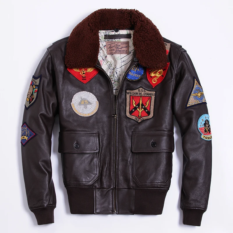 FLY Air Force куртка бомбер с меховым воротником из натуральной воловьей кожи мужская