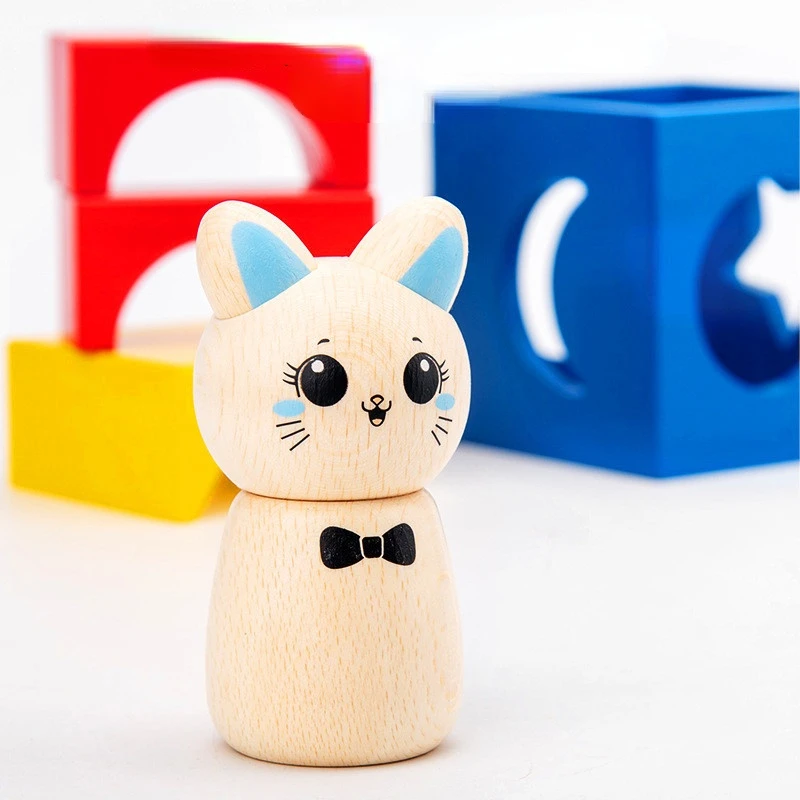 Новинка 2021 деревянный кролик или кошка игра в прятки Волшебная коробка с