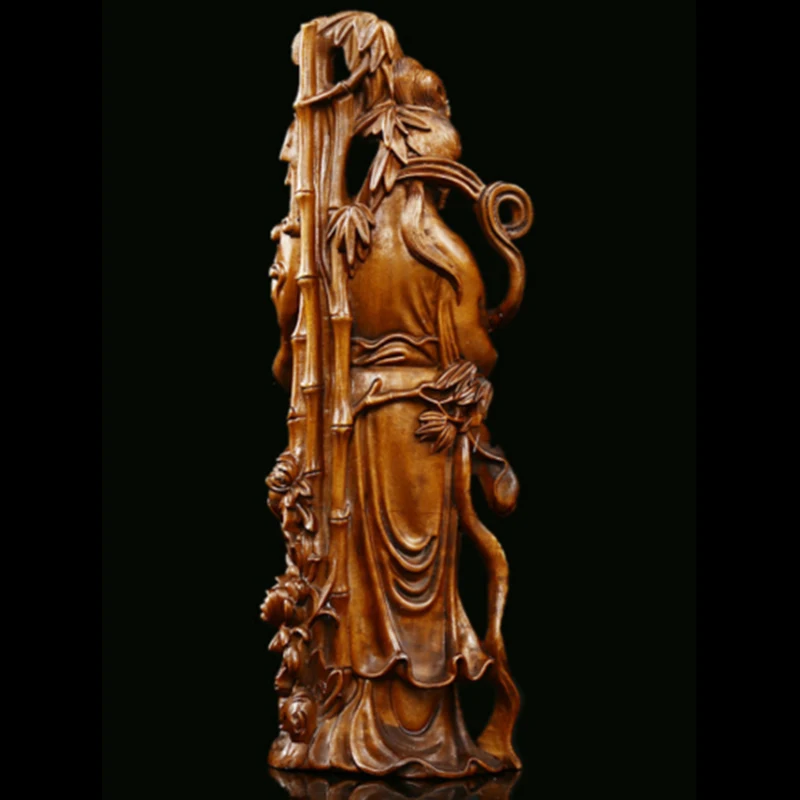 18 х6 5 х4 см красивая фея Статуэтка из Boxwood с ручной резьбой женская скульптура-# ZYJ005