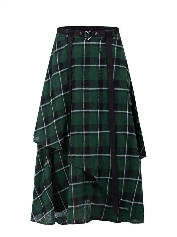 Панк Rave Женские многослойные клетчатые длинные юбки с ремнем PQ 701BQ Азиатский