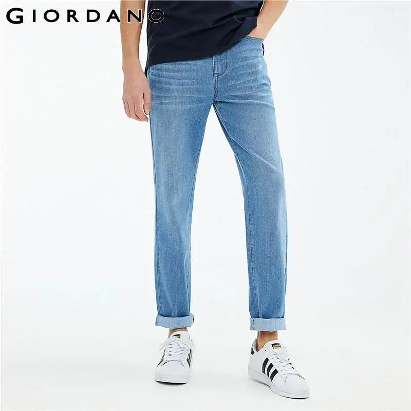 Giordano Men Jeans High-Tech Outcool Fabric Straight Demin Jeans Men Five Pocket Zip Fly Full Length Jeans Masculino 01111077