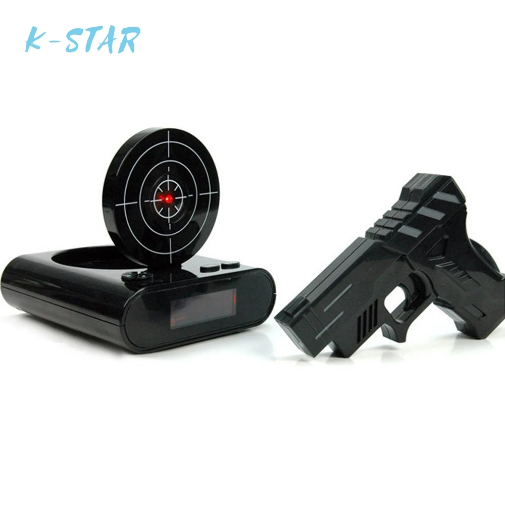 

K-STAR Creative Gift 1 Set Gun Alarm Clock Shoot Alarm Recordable Gadget Target Desktop Digital Bedside Snooze Table