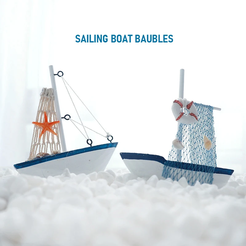 

Marine Nautical Creative Sailboat Mode Room Decor Figurines Miniatures Mediterranean Style Ship Small boat ornaments Home Decor