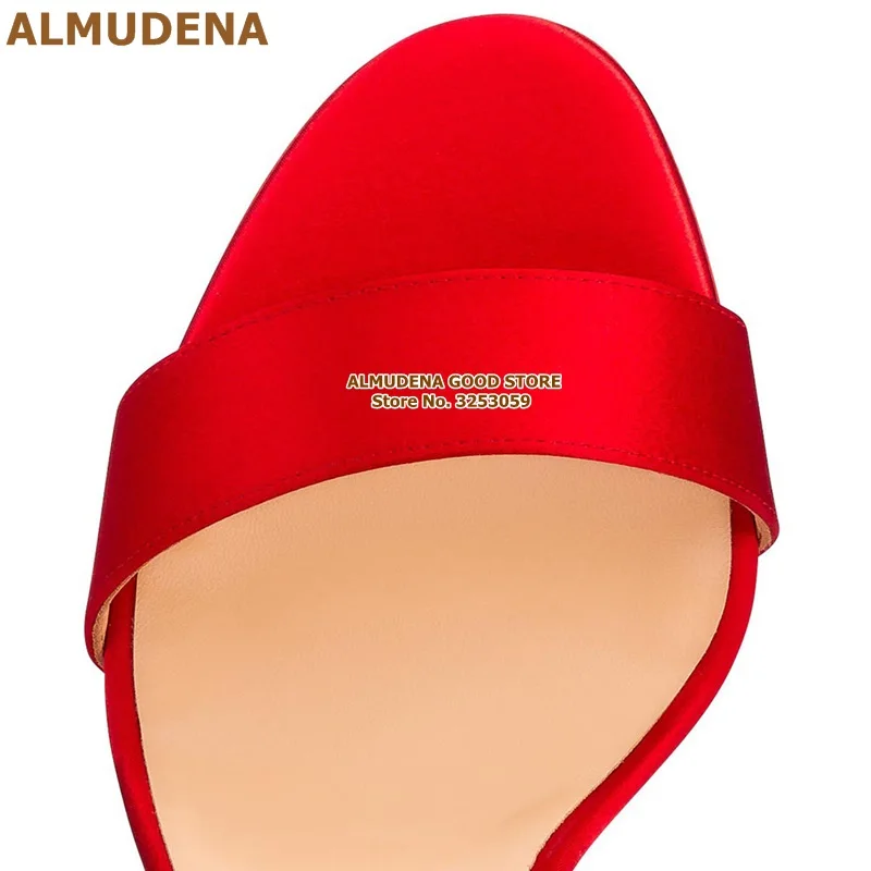 ALMUDENA/красные атласные босоножки с большим бантом; свадебные туфли на шпильке из шелковой ткани со шнуровкой и бантом; туфли-лодочки для сцены в стиле знаменитостей