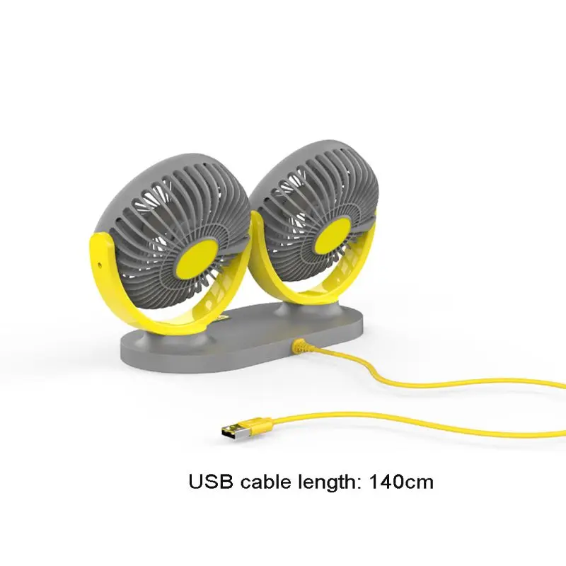 

5V USB Fan 360 Rotatable Dual Head 3 Speeds Adjustable Dashboard Auto Car Fan