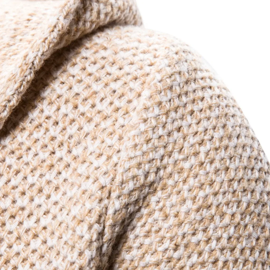 Мужской вязаный кардиган с капюшоном однотонный для отдыха на осень | Мужская