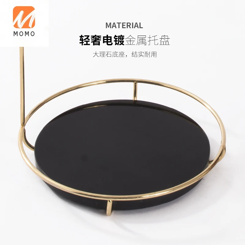 

Rzone Creative Metal Double-Layer Fruit Plate Coffee Table Storage Ornament Golden Home Ornament Indoor Craft Decoration TZ