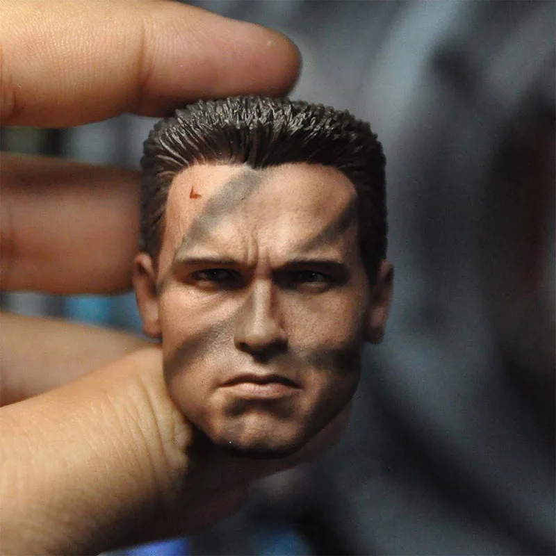 

1/6 Arnold T800 Schwarzenegger Head Sculpt Camo Painted Head Carving Model Fit 12 inch Male Soldier Action Figure Body
