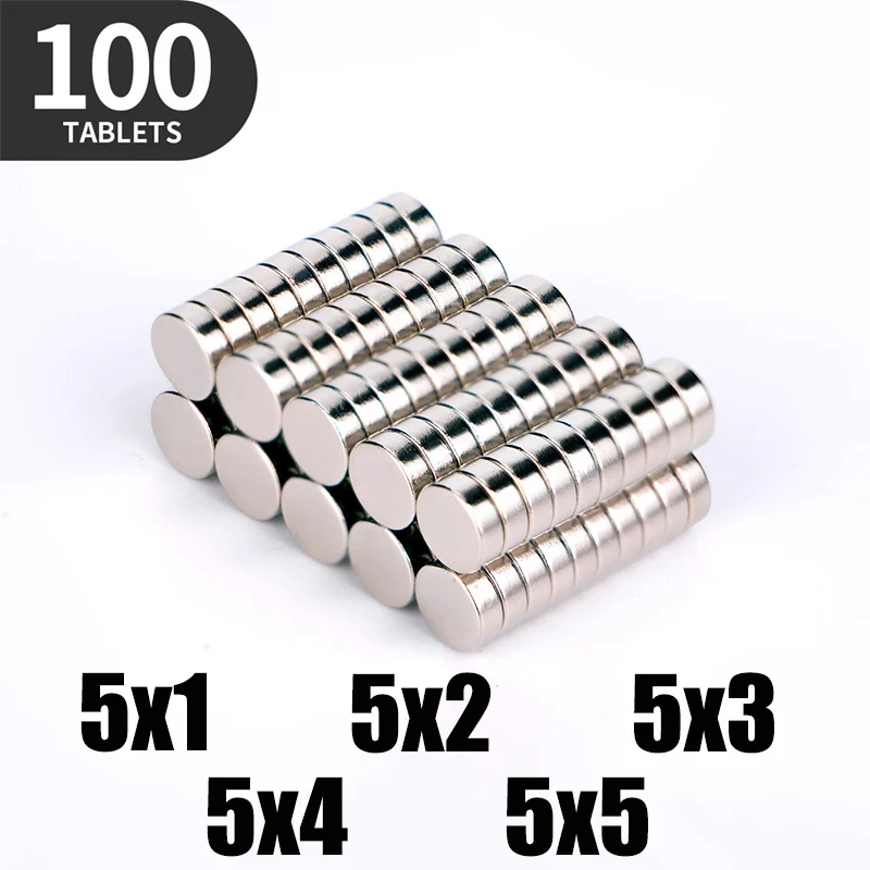 

100Pcs Mini Small N35 Round Magnet 5x1 5x1.5 5x2 5x3 5x4 5x5 mm Neodymium Magnet Permanent NdFeB Super Strong Powerful Magnets