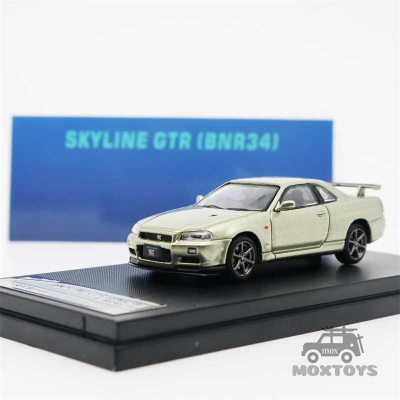 Автомобильная модель автомобиля стойки Hunter 1:64 Nissan Skyline GTR R34 V SPEC II Bayside темно-синяя