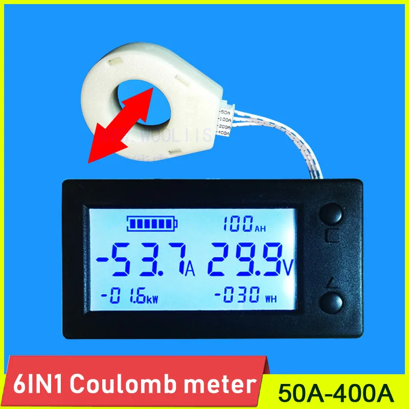 DC 0 300 В ± 50A 100A 200A 400A монитор батареи Цифровой Напряжение тока мощность вольтметр