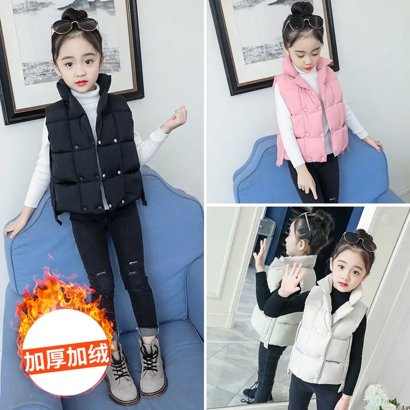 

Зимняя одежда для девочек, новый стиль, хлопковый жилет, утепленный хлопковый жилет для малышей в западном стиле, теплый жилет для маленьких...