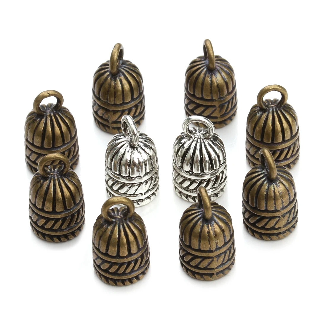 

20pcs/lot Antique Bronze Silver Color Hole 5.5mm Round Leather Bracelet Connectors End Tip Caps DIY Jewelry Making