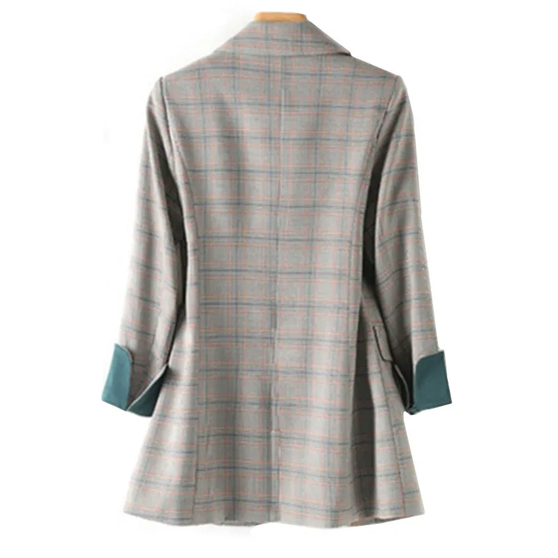 Женский офисный блейзер в шотландскую клетку винтажном стиле | Женская одежда