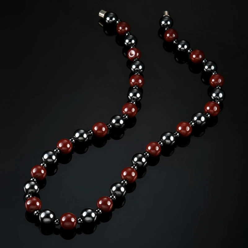 

Hematite Necklace With Magnetic Therapy Black Red Health Women Men Jewelry Beads