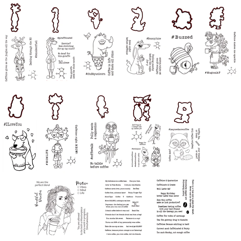 

Animal Unicorn Giraffe Girl Word Sentence Hot Transparent Clear Stamps Matchable Cutting Dies for Diy Scrapbooking Photo Card