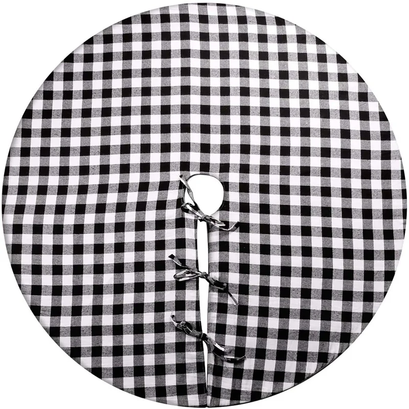 Рождественская елка юбка 50 дюймов белый и черный плед буйвола двухслойная для